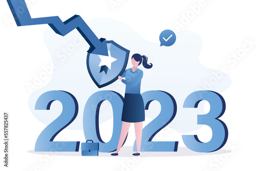 Protection and prevention from attack of economic crisis in 2023. Overcoming business problems in 2023 year. Troubles solving.