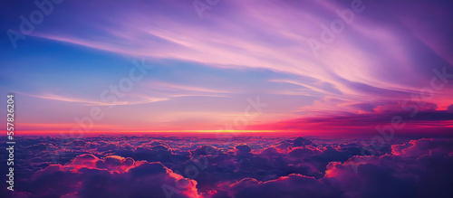 Beautiful pastel pink and purple skies and clouds at night as the sun sets.