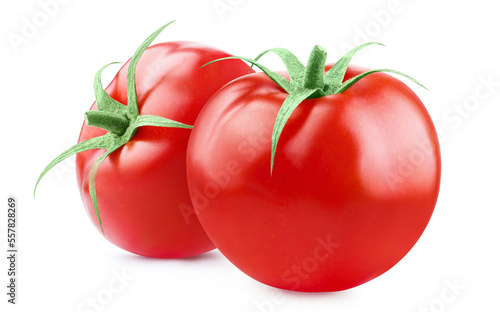 Two delicious entire tomatoes, isolated on white background © Yeti Studio
