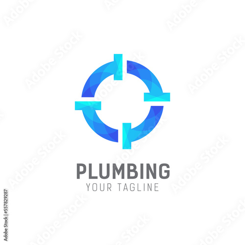 Plumbing service logo template, Water service logo, Plumbing Service logo in blue, Plumbing symbol