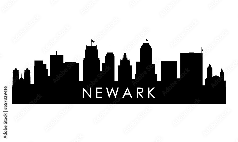 Newark skyline silhouette. Black Newark city design isolated on white background.