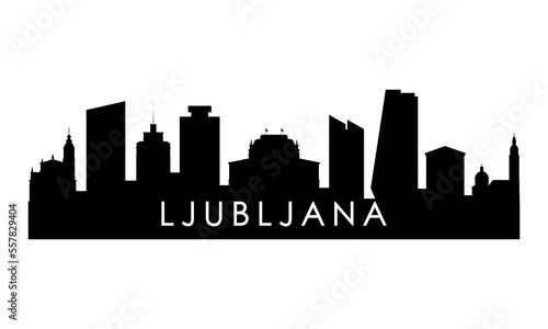 Ljubljana skyline silhouette. Black Ljubljana city design isolated on white background.