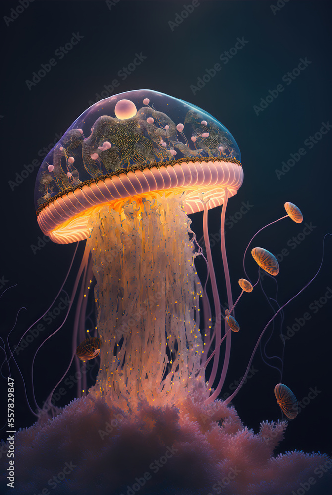 Deep Sea Glowing Jellyfish