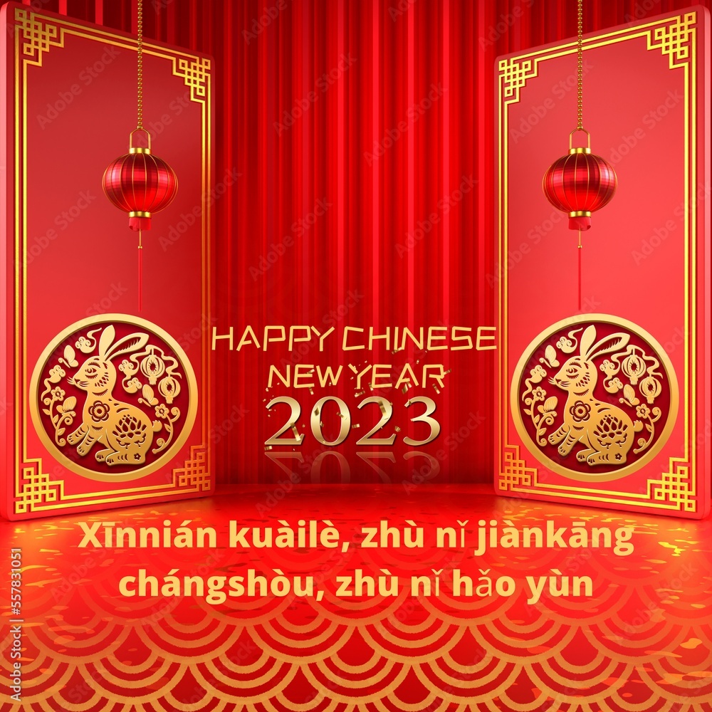 Naklejka premium happy chinese new year 2023 instagram template