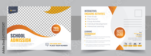 Modern professional school admission eddm postcard design, Kids back to school education admission postcard template
