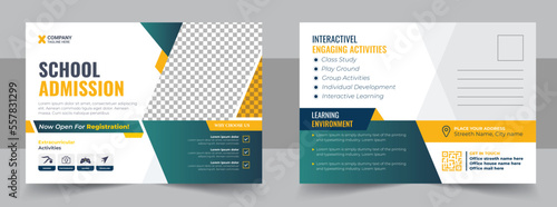 Modern professional school admission eddm postcard template, Kids back to school education admission postcard template