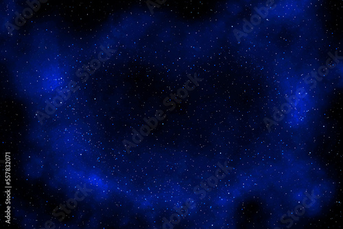 Heart shape galaxy space background.  Dark blue night sky with stars.  Glowing stars in space.  Valentine  New Year  Christmas and all celebration background concept. 
