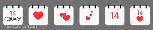 Calendar valentine day collection flat icons