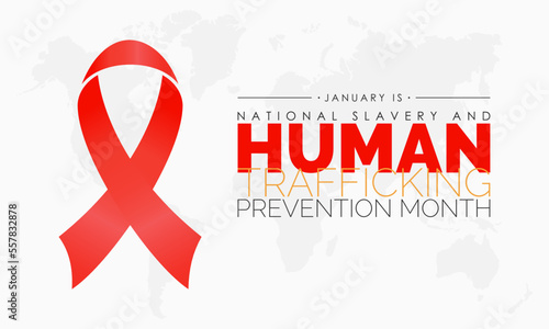 Vector banner template design concept of National Slavery and Human Trafficking Prevention Month observed on every January