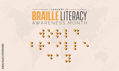 Vector banner template design concept of National Braille Literacy Month observed on every January