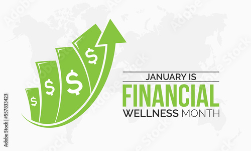 Vector banner template design concept of Financial Wellness Month observed on every January