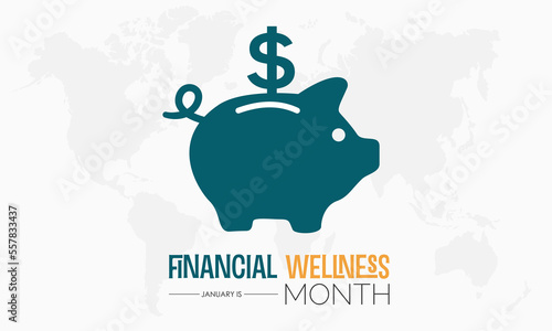 Vector banner template design concept of Financial Wellness Month observed on every January