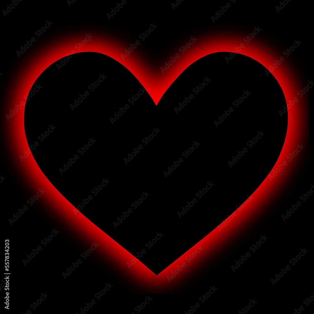 red neon heart shap on black background