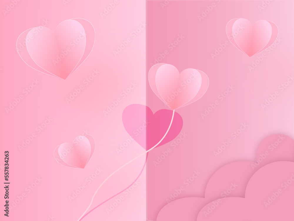 Valentine's Day. Pink hearts in Valentine's day card. Used for decoration, Valentine Vector Heart Background Graphic