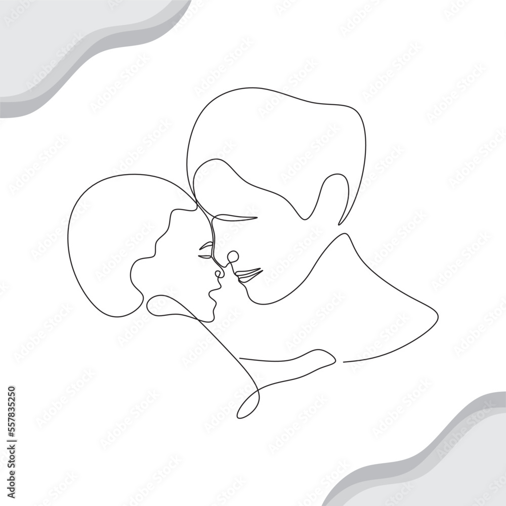 mom and kids continuous drawing single line art mom and kids continuous drawing single line art