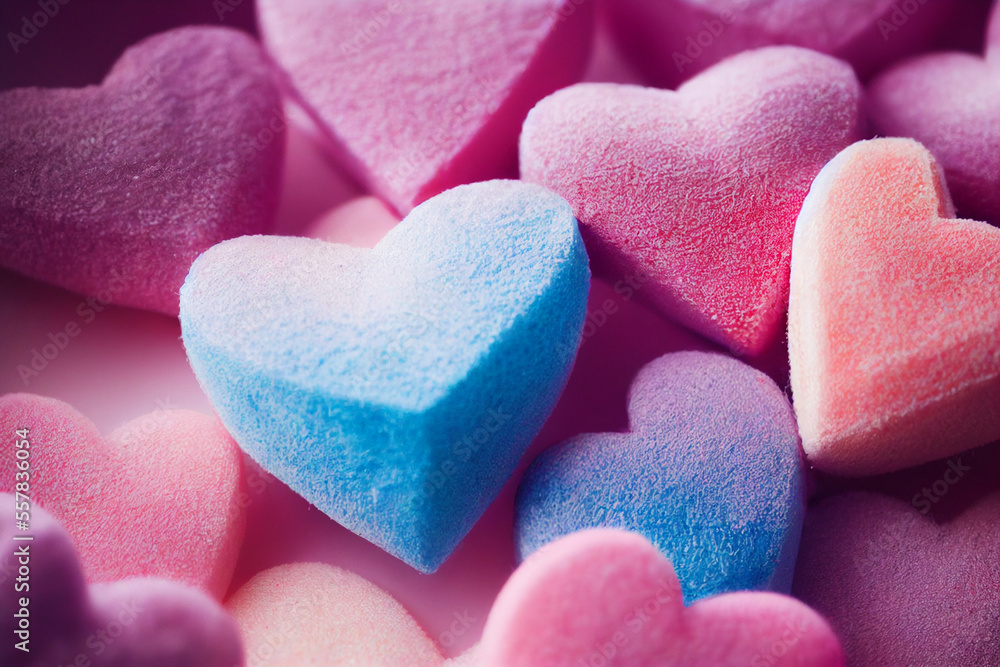 Styrofoam is cut into colorful heart shapes with Generative AI Styrofoam is cut into colorful heart shapes with Generative AI