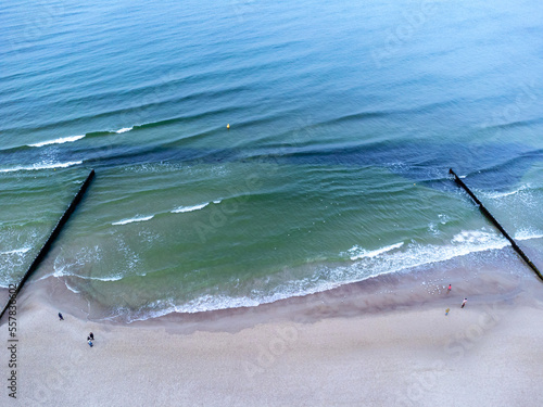 Obraz na płótnie Aerial view. The sea as seen from above. Water, sand, waves, beach, landscape, nature, winter, park. w salonie