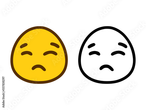 Sad emoticon in two style isolated on white background