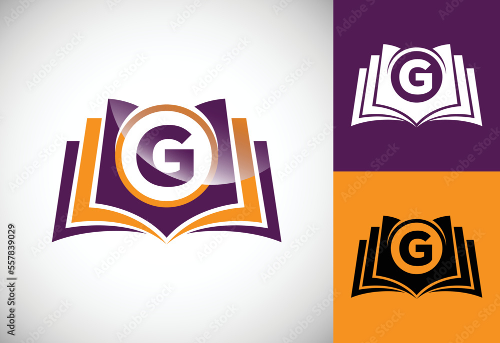 Initial alphabet G with the book. Creative book vector logo design template, Education logo Initial alphabet G with the book. Creative book vector logo design template, Education logo