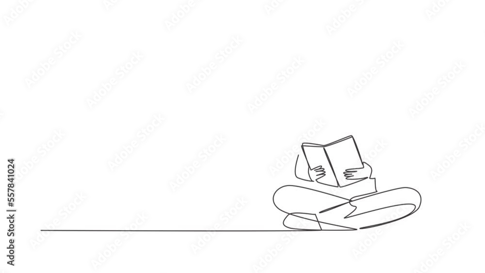 Animated self drawing of continuous line draw man is sitting reading book. Student is preparing for exam, applicant is preparing for admission, book lover is reading. Full length single line animation Animated self drawing of continuous line draw man is sitting reading book. Student is preparing for exam, applicant is preparing for admission, book lover is reading. Full length single line animation