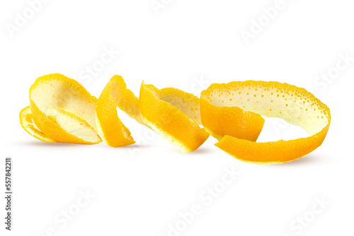 Orange peel spiral isolated on white background photo