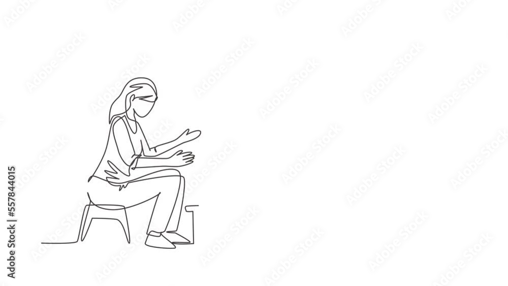Animated self drawing of continuous line draw woman sitting and planting gardens flowers, agriculture gardener hobby and garden job. Gardening person, gardener flowers. Full length one line animation Animated self drawing of continuous line draw woman sitting and planting gardens flowers, agriculture gardener hobby and garden job. Gardening person, gardener flowers. Full length one line animation