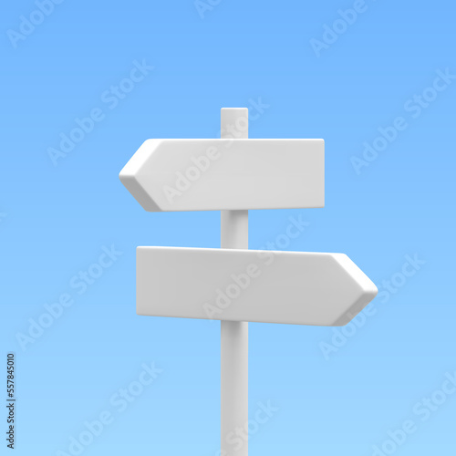 3d realistic street sign isolated on light background. Direction sign post with arrow. Signboard pointer with wooden pole. Vector illustration