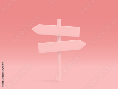 3d realistic street sign isolated on light background. Direction sign post with arrow. Signboard pointer with wooden pole. Vector illustration