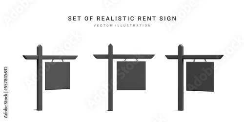 Set of 3d realistic real estate sign isolated on white background. Vector illustration