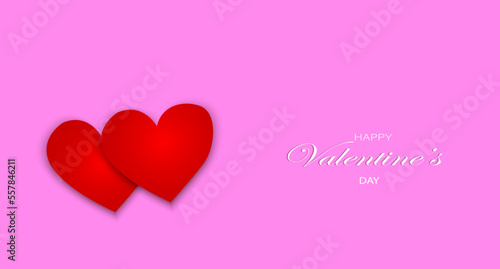 Happy Valentine's day hearts. Happy Valentine's day red hearts on pink background. © Natwaree