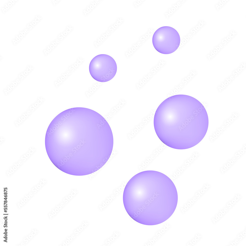 3d rendered lilac soap bubbles to show products. Elements on white background. Vector 3d rendered lilac soap bubbles to show products. Elements on white background. Vector