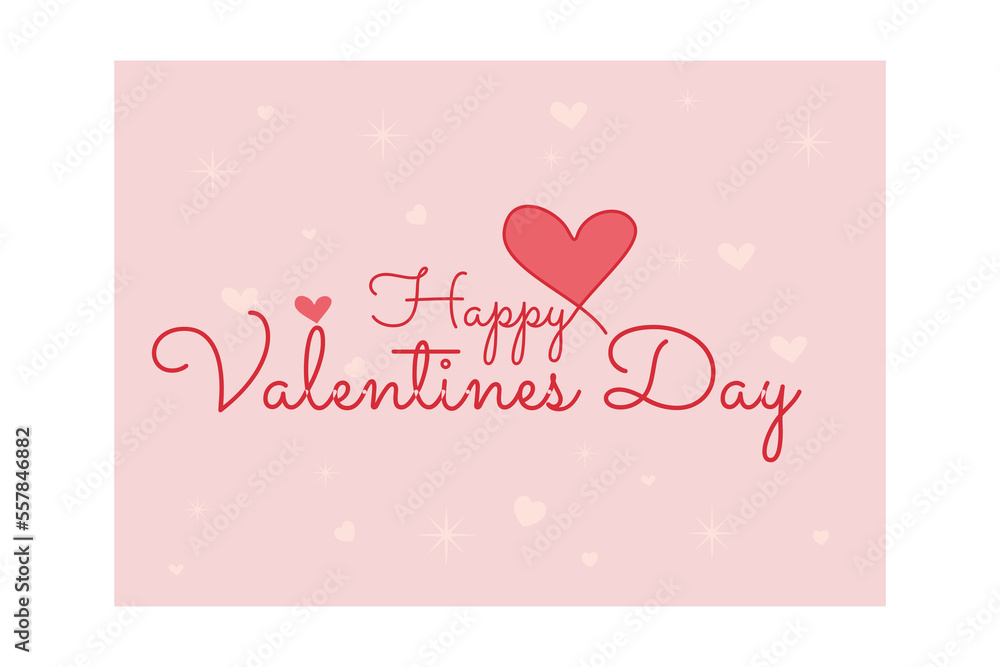 Valentines day background with heart pattern and typography of happy valentines day text , flat vector modern illustration
