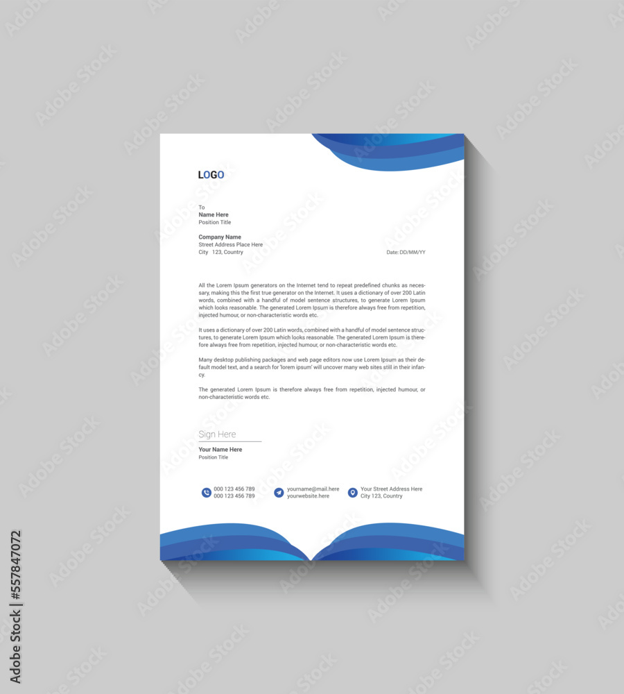 Blue and White Business Letterhead Template Design Blue and White Business Letterhead Template Design