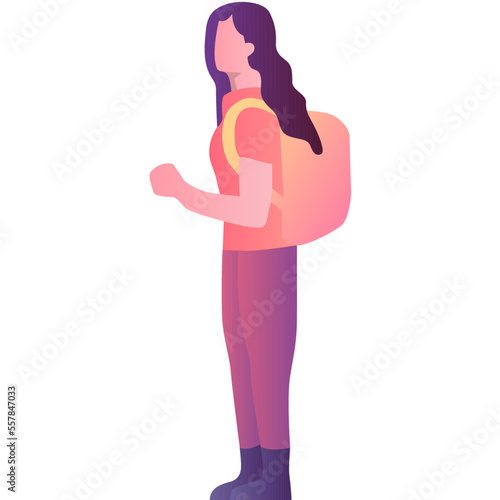 Woman backpacker vector travel flat icon isolated