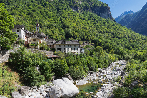 Switzerland, Ticino Canton, Prato-Sornico, Mountain village in Lavizzara Valley photo