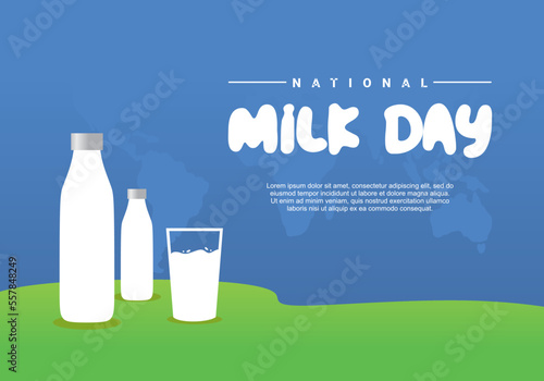 National milk day poster isolated on blue background celebrated on January 11.