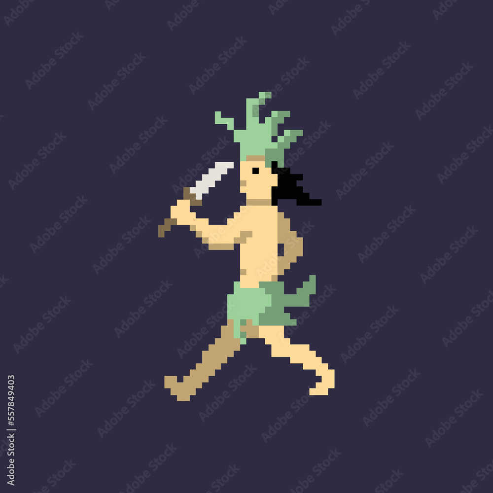 illustration vector graphic of pixel art character the tribe, good for your project and game.