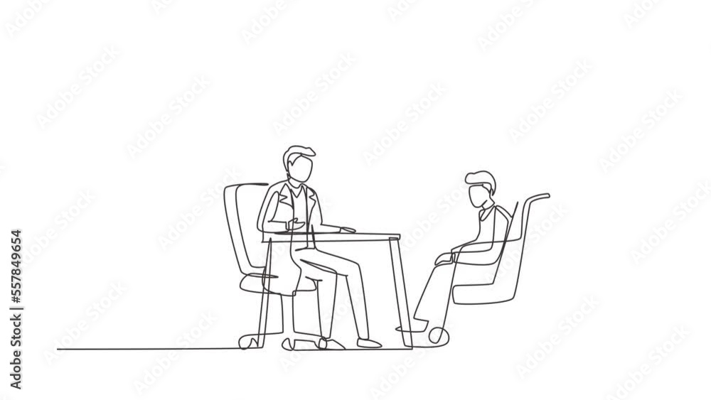 Animated self drawing of continuous line draw doctor patient. Practitioner doctor man, old man patient in hospital medical. Consultation and diagnosis. Medicine concept. Full length one line animation Animated self drawing of continuous line draw doctor patient. Practitioner doctor man, old man patient in hospital medical. Consultation and diagnosis. Medicine concept. Full length one line animation