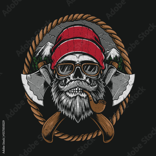 vintage skull lumberjack apparel design