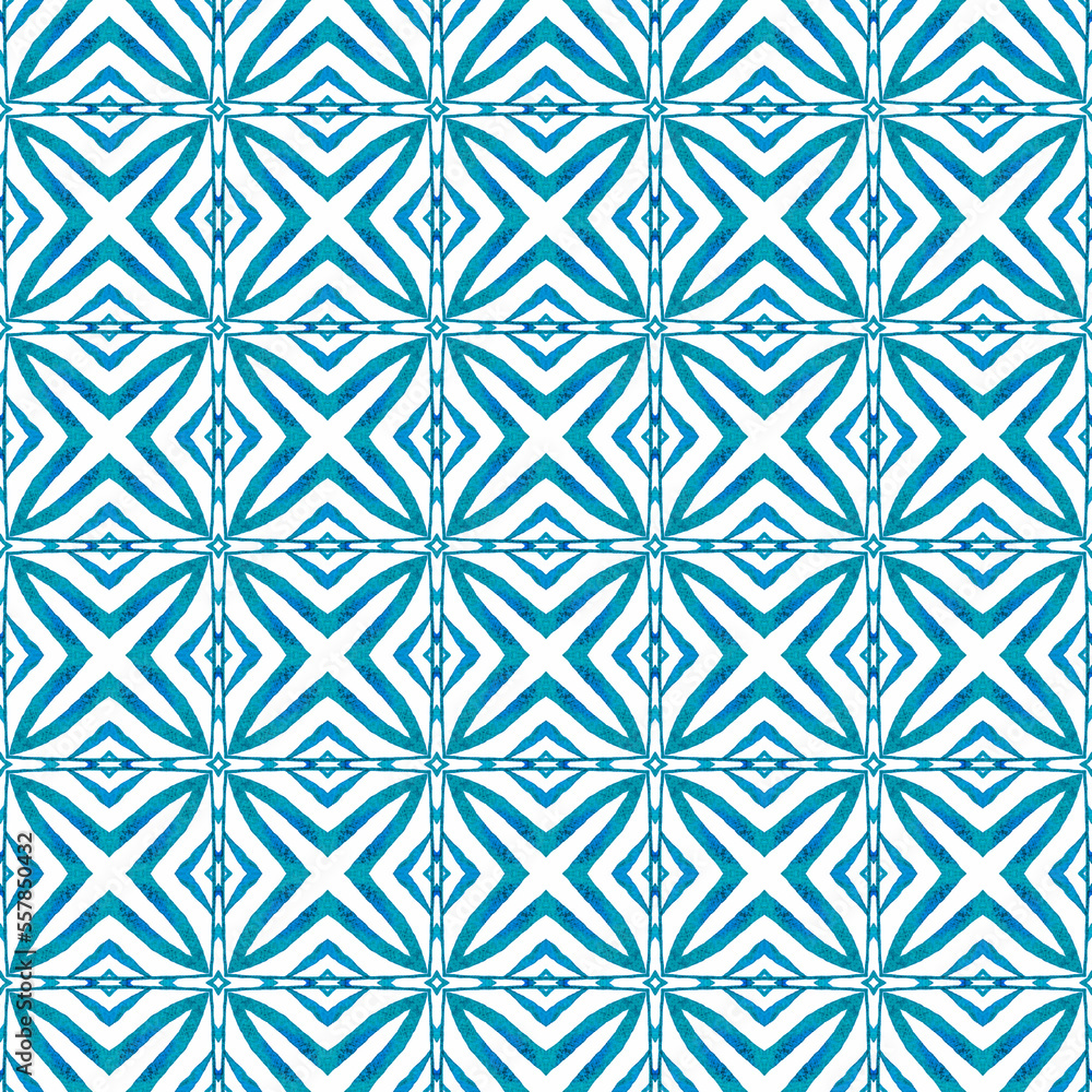Medallion seamless pattern. Blue authentic boho