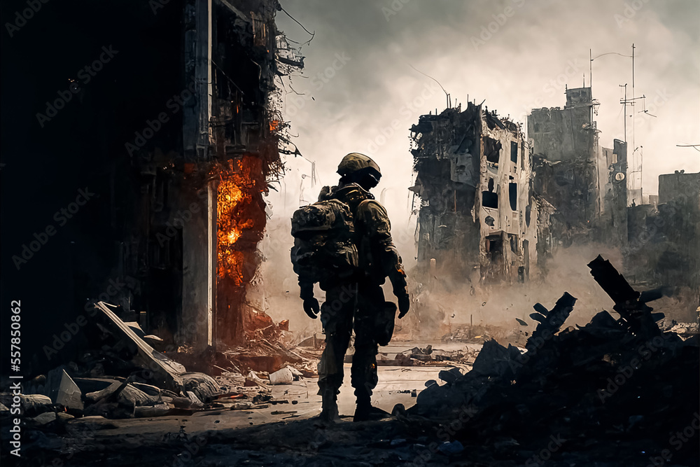 Brave soldiers on the battlefield. Generative AI Brave soldiers on the battlefield. Generative AI