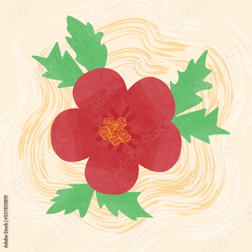 Flower on beige background vector illustration.