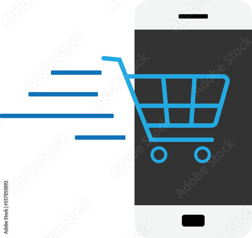 Mobile shopping icon or vector image