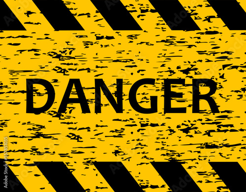 Increased danger. The tape is protective yellow with black. Caution and warning. Stop do not cross.