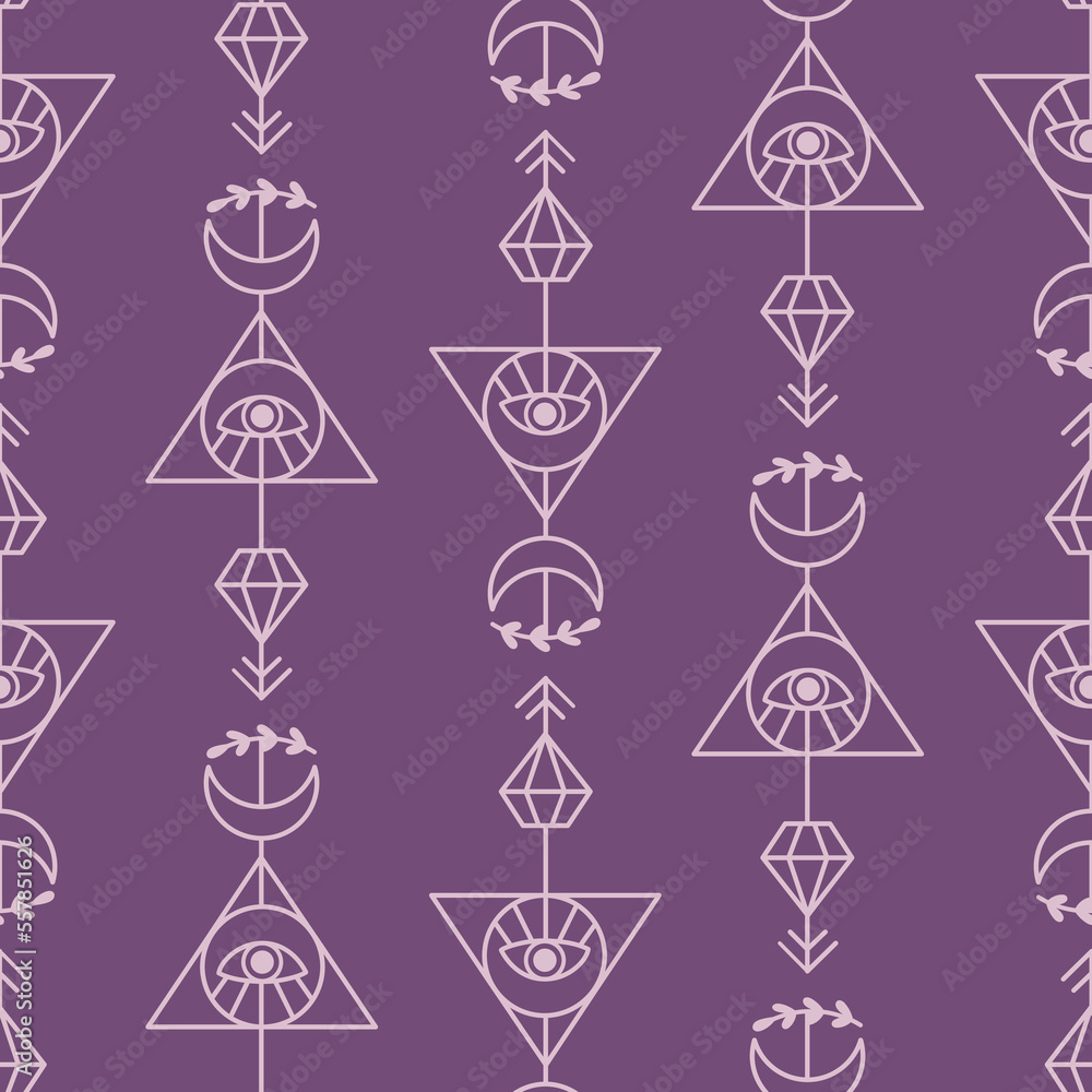 Vector sacred geometry shapes seamless pattern