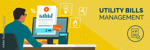Man paying his utility bills online
