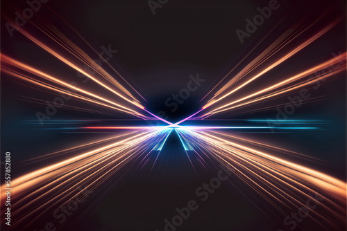 abstract colorful glowing light trails, generative ai
