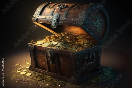 Pirate gold chest full of treasure photo