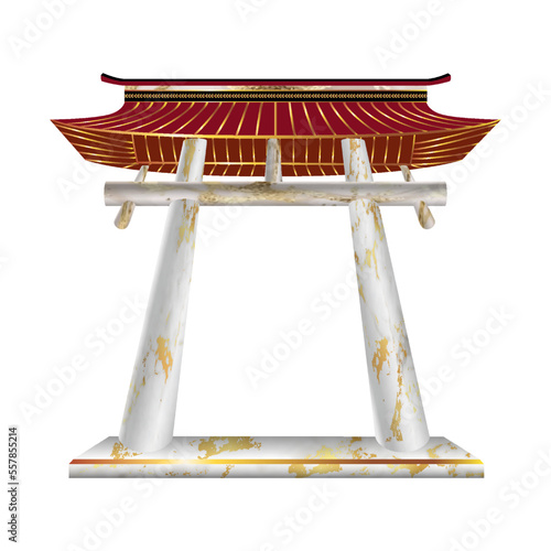 Chinese gate vector art with marble texture