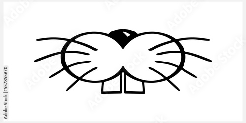 Doodle rabbit tooth icon Easter line art Engraving for design Vector stock illustration EPS 10